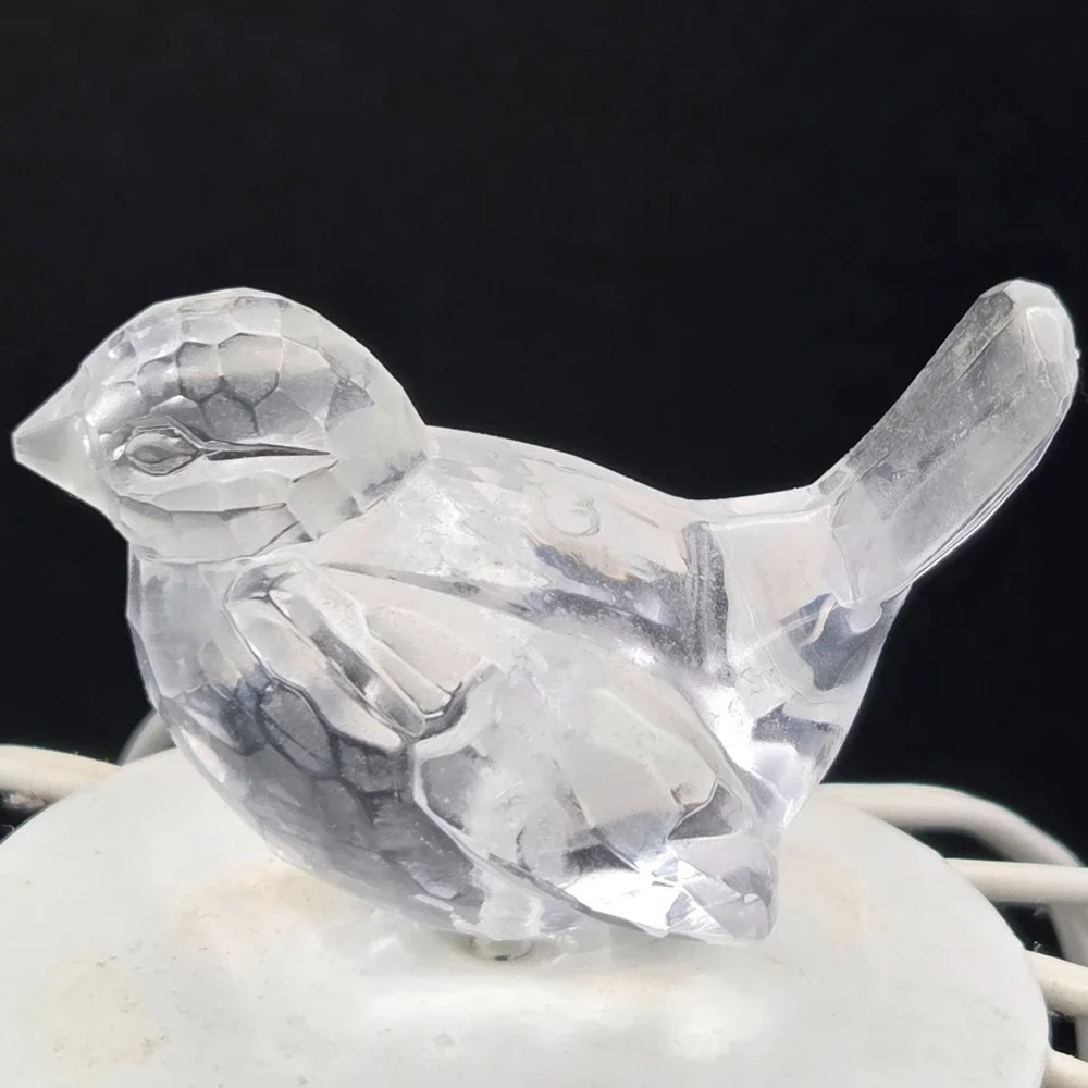 Vintage White Metal Bird‎ Cage with Crystal Clear Bird on Top Cottagecore